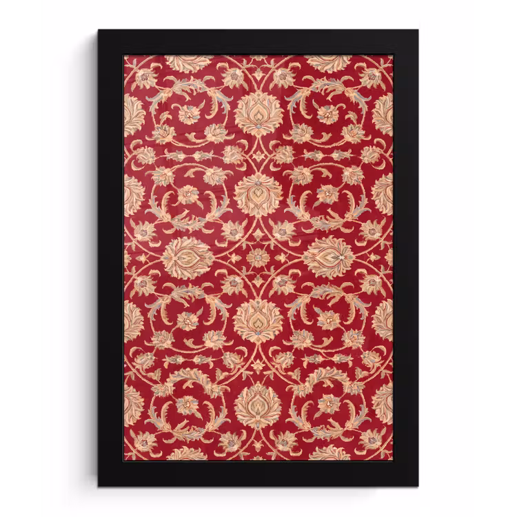 Poster met lijst - Patroon - Bloem - Klassiek - Oosters - Rood — 1