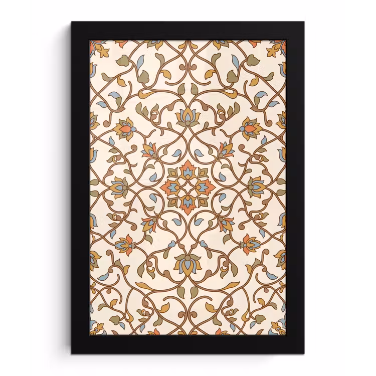 Poster met lijst - Patroon - Bloemen - Ornament - Kleurrijk — 1
