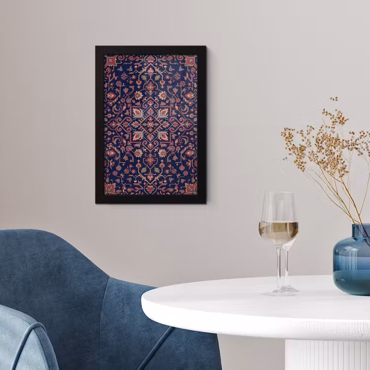 Poster met lijst - Patroon - Oosters - Floraal - Blauw - Klassiek — 2