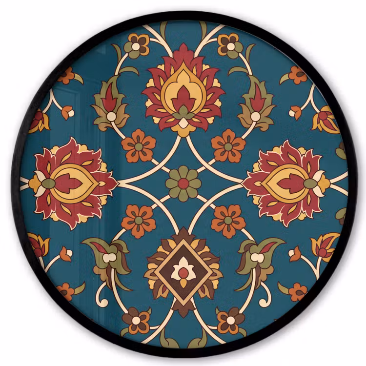 Ronde fotolijst - Ornament - Flora - Traditioneel - Klassiek - Blauwgroen — 1