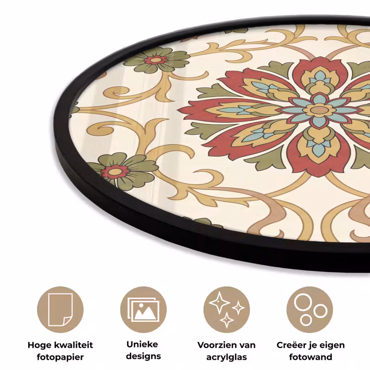 Ronde fotolijst - Patroon - Bloemen - Ornament - Klassiek - Kleurrijk — 2