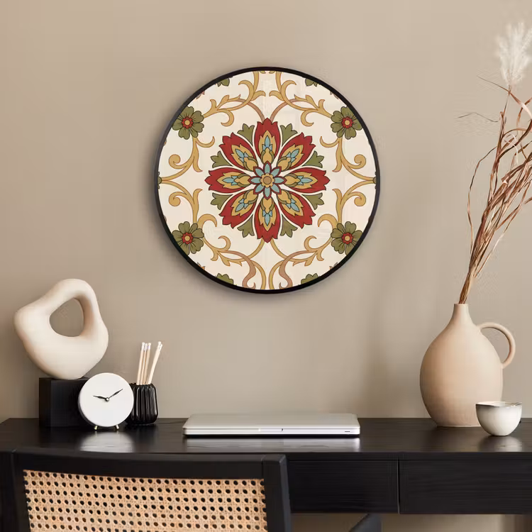 Ronde fotolijst - Patroon - Bloemen - Ornament - Klassiek - Kleurrijk — 3