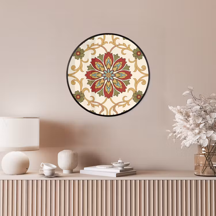 Ronde fotolijst - Patroon - Bloemen - Ornament - Klassiek - Kleurrijk — 5