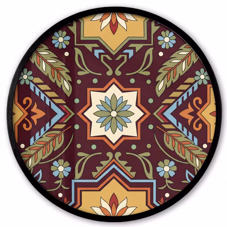 Ronde fotolijst - Patroon - Floraal - Geometrisch - Kleurrijk - Decoratie — 1