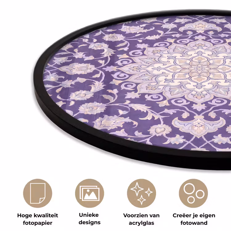 Ronde fotolijst - Patroon - Medallion - Oosters - Paars - Decoratie — 2