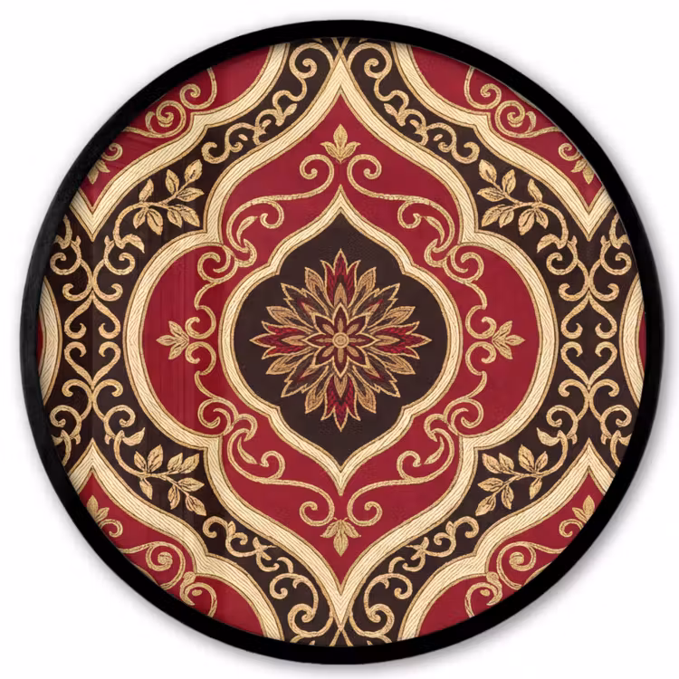 Ronde fotolijst - Patroon - Ornament - Barok - Rood - Goud — 1