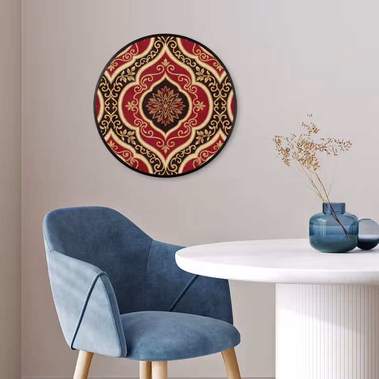 Ronde fotolijst - Patroon - Ornament - Barok - Rood - Goud — 4