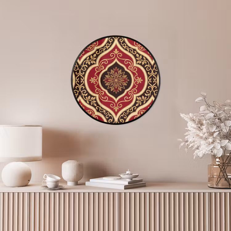 Ronde fotolijst - Patroon - Ornament - Barok - Rood - Goud — 5