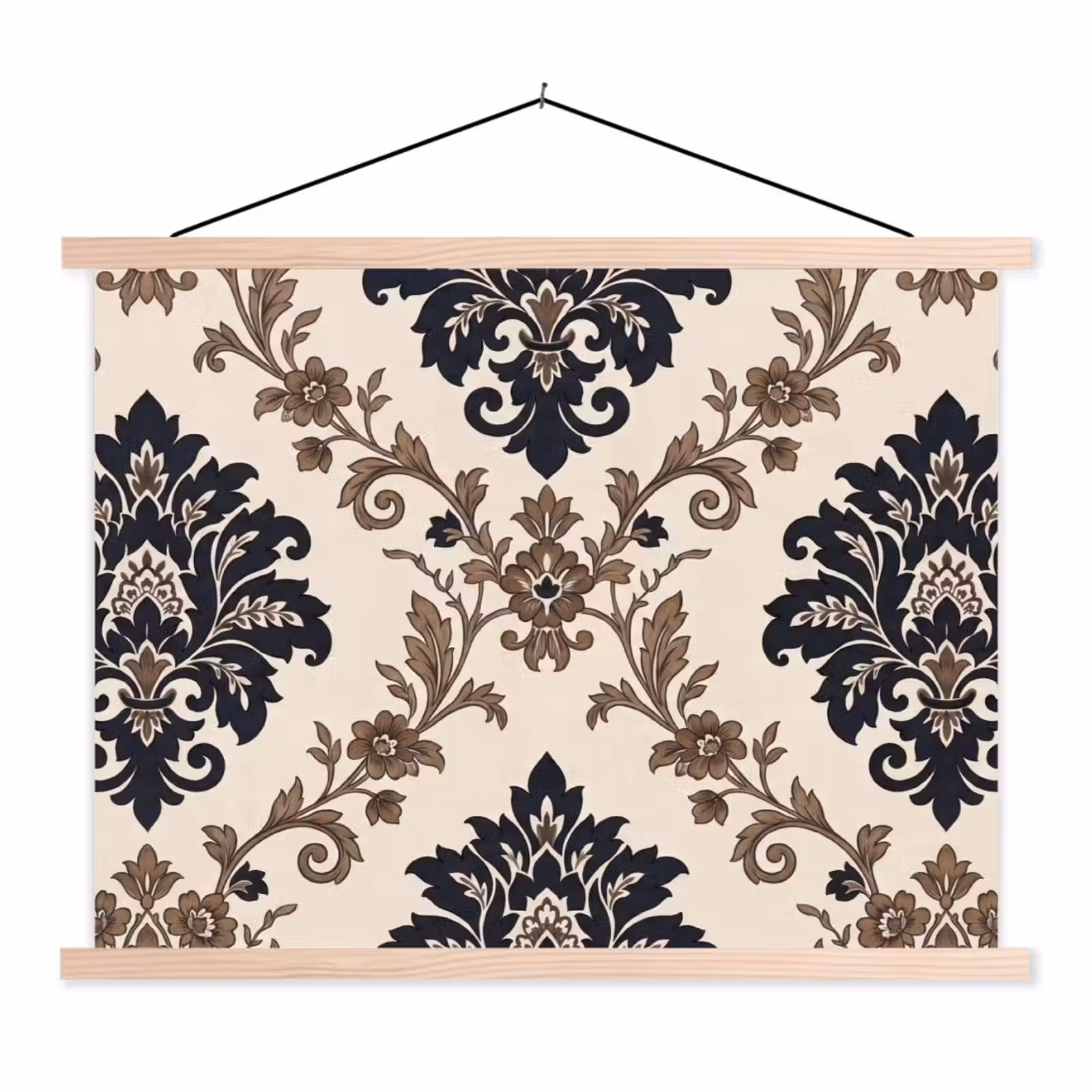 Schoolplaat - Patroon - Floraal - Klassiek - Beige-blauw — 1