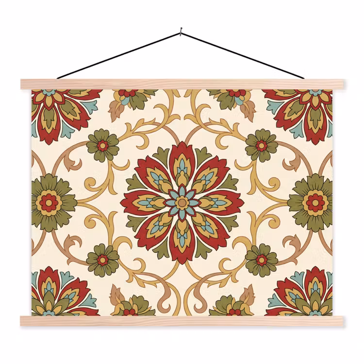 Schoolplaat - Patroon - Bloemen - Ornament - Klassiek - Kleurrijk — 1