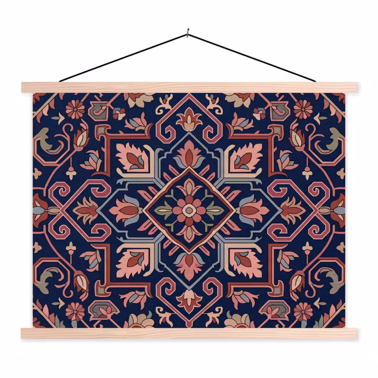 Schoolplaat - Patroon - Oosters - Floraal - Blauw - Klassiek — 1