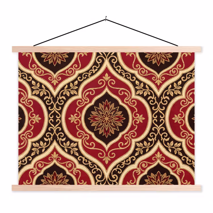 Schoolplaat - Patroon - Ornament - Barok - Rood - Goud — 1