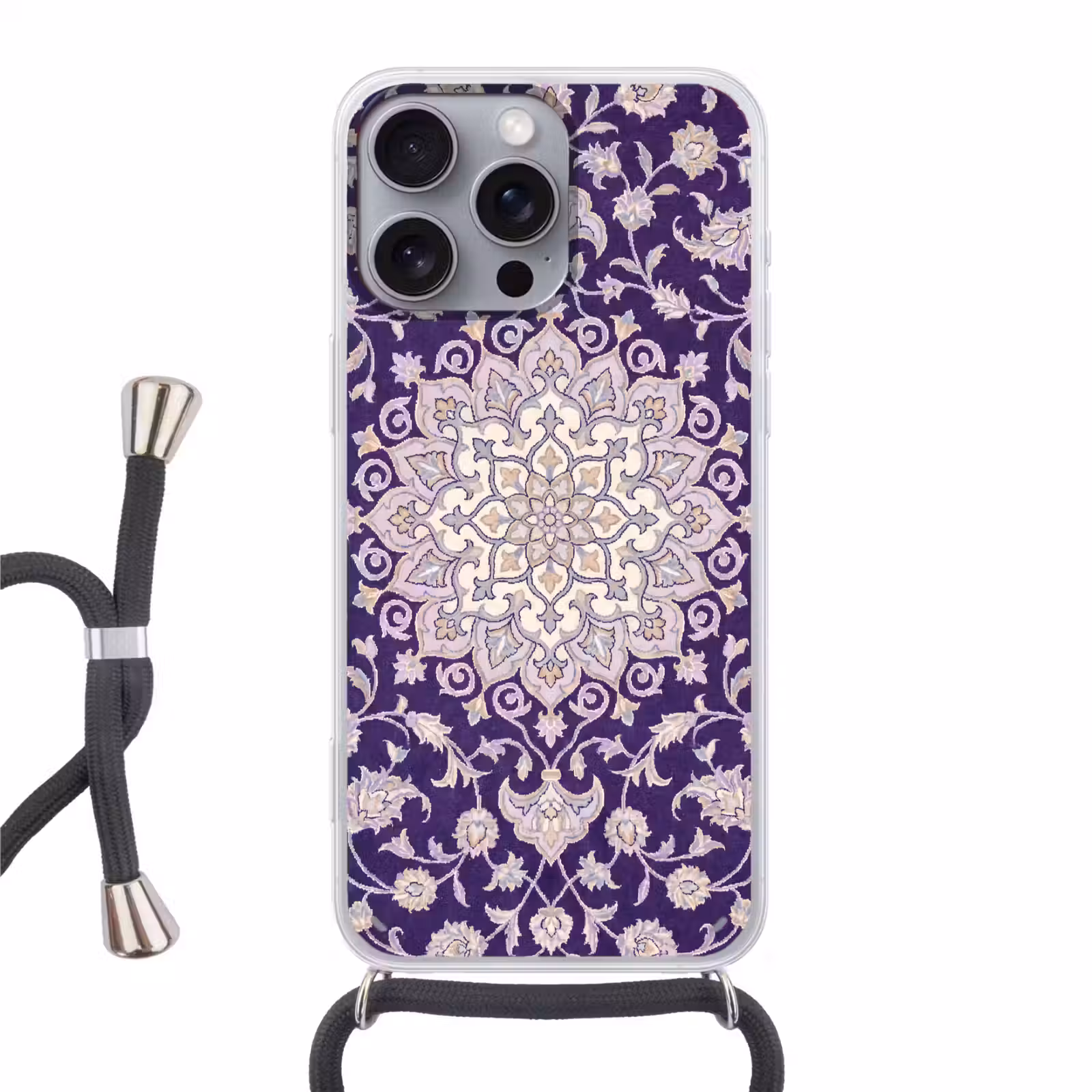 Telefoonhoesje met koord - Patroon - Medallion - Oosters - Paars - Decoratie — 1