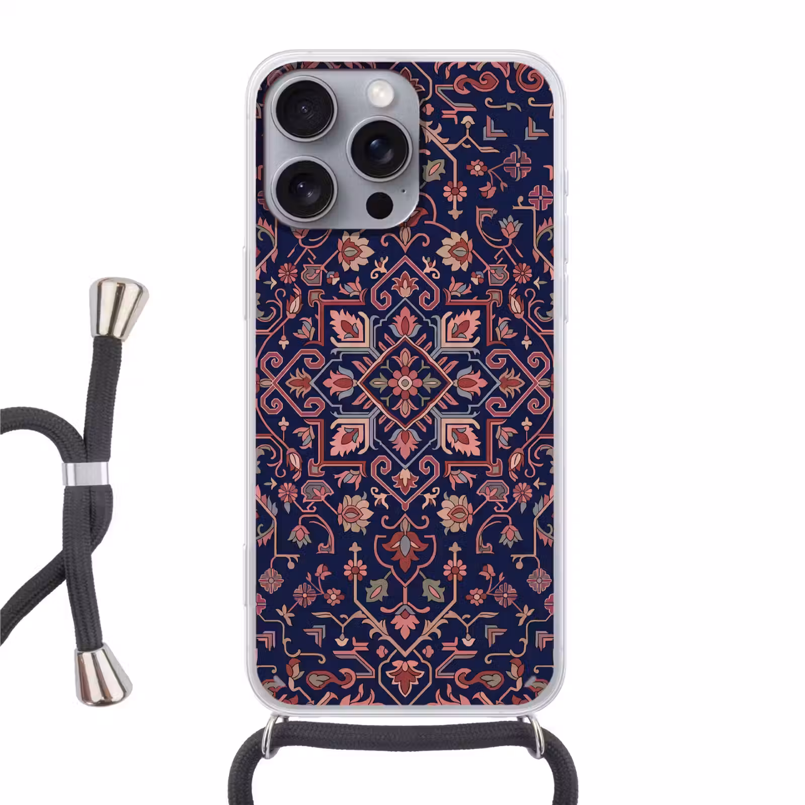 Telefoonhoesje met koord - Patroon - Oosters - Floraal - Blauw - Klassiek — 1