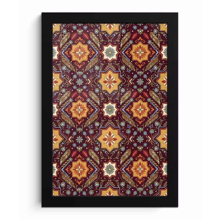 Poster met lijst - Patroon - Floraal - Geometrisch - Kleurrijk - Decoratie — 1