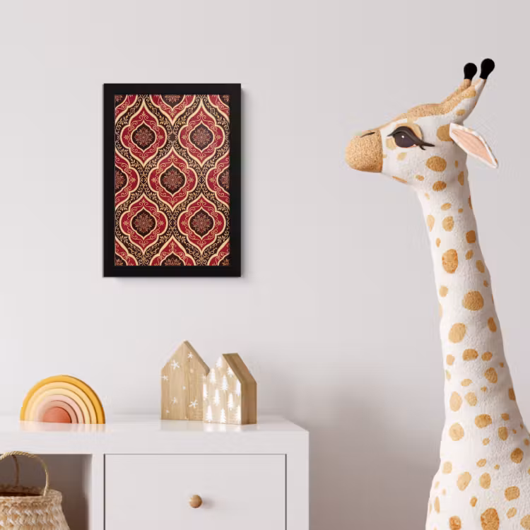 Poster met lijst - Patroon - Ornament - Barok - Rood - Goud — 5