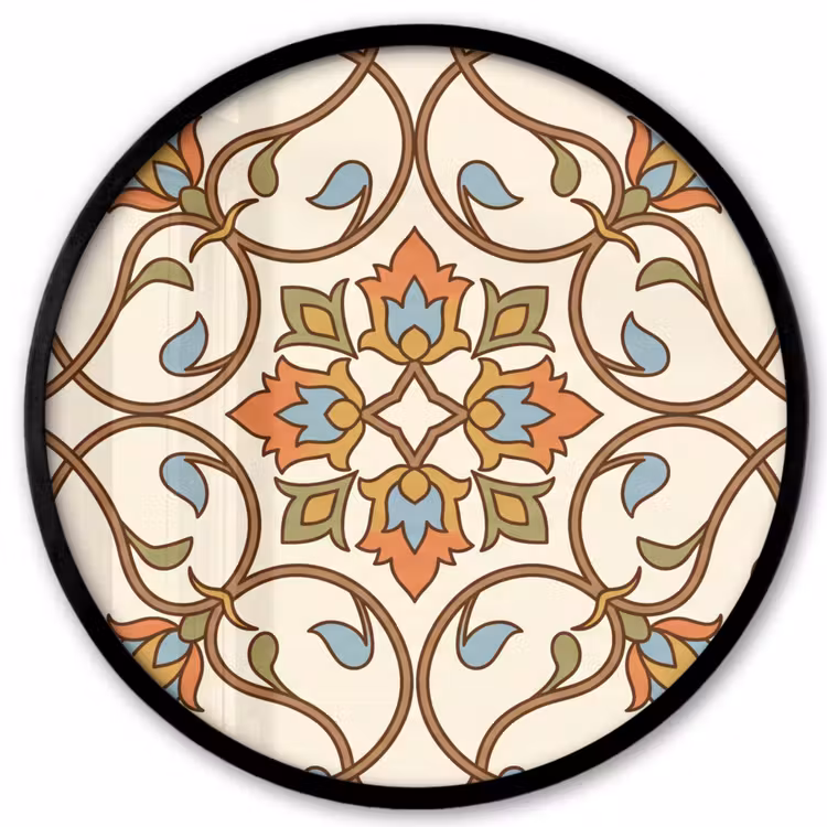 Ronde fotolijst - Patroon - Bloemen - Ornament - Kleurrijk — 1