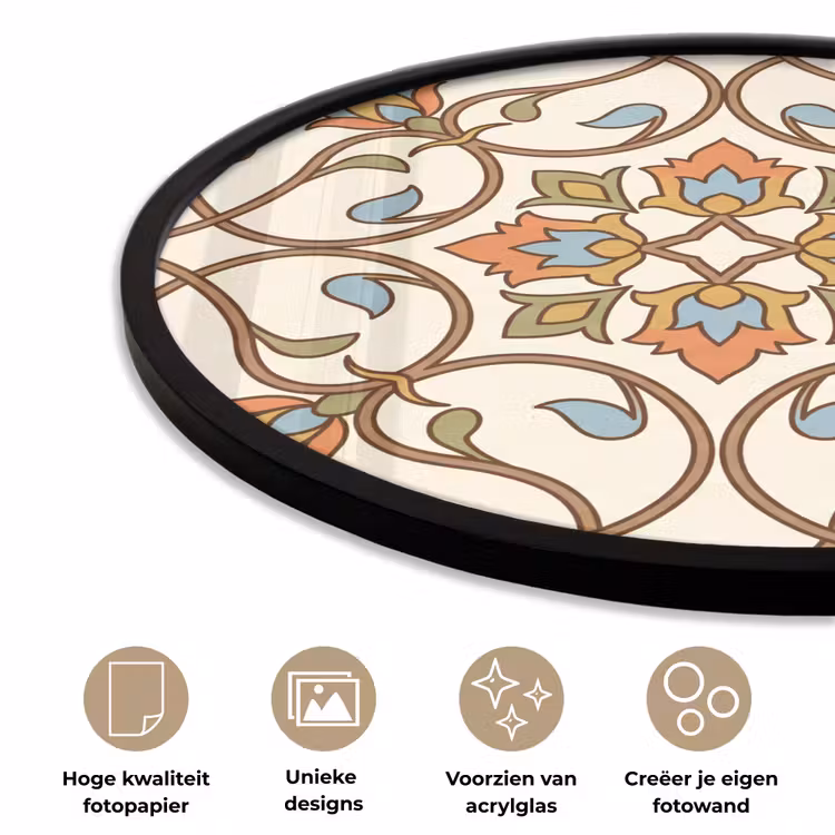 Ronde fotolijst - Patroon - Bloemen - Ornament - Kleurrijk — 2