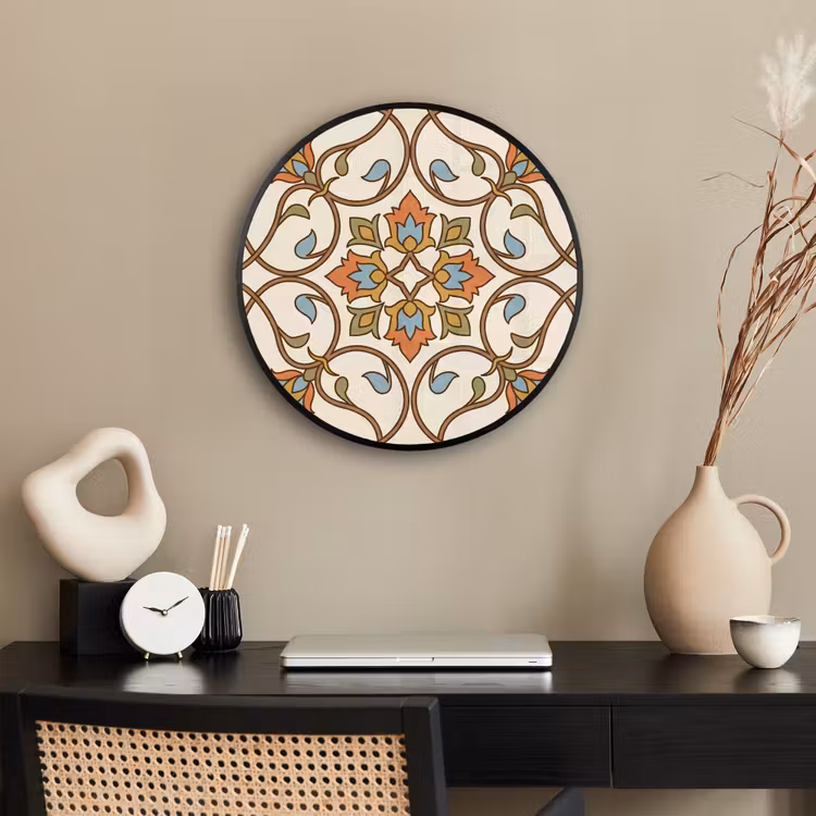 Ronde fotolijst - Patroon - Bloemen - Ornament - Kleurrijk — 3