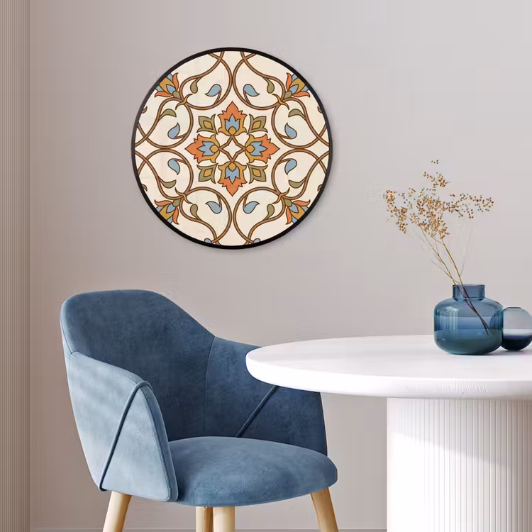 Ronde fotolijst - Patroon - Bloemen - Ornament - Kleurrijk — 4