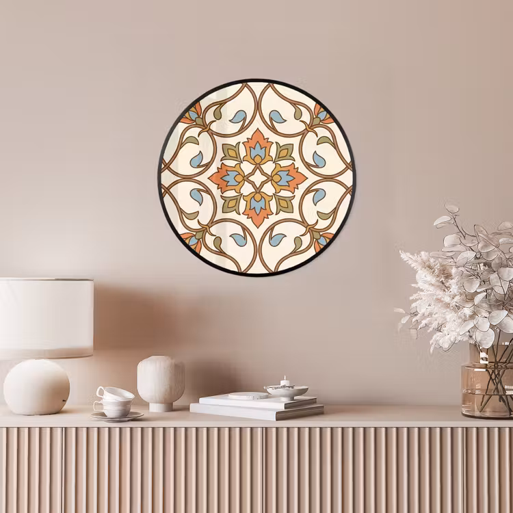 Ronde fotolijst - Patroon - Bloemen - Ornament - Kleurrijk — 5