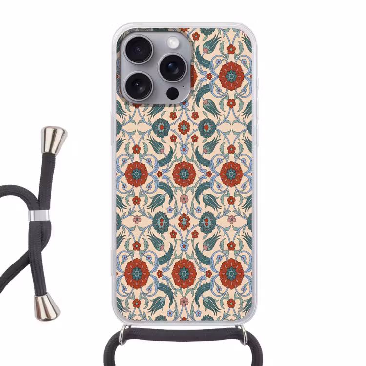 Telefoonhoesje met koord - Bloemen - Patroon - Klassiek - Decoratie - Kleurrijk — 1