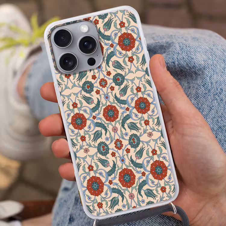 Telefoonhoesje met koord - Bloemen - Patroon - Klassiek - Decoratie - Kleurrijk — 2
