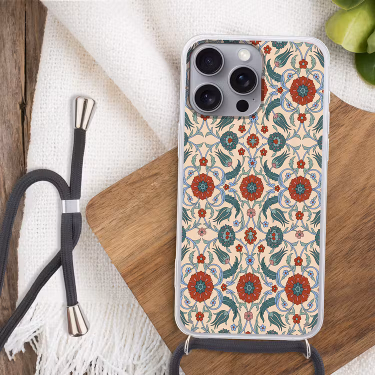 Telefoonhoesje met koord - Bloemen - Patroon - Klassiek - Decoratie - Kleurrijk — 3