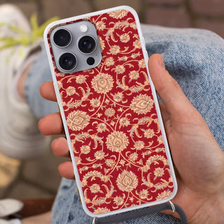 Telefoonhoesje met koord - Patroon - Bloem - Klassiek - Oosters - Rood — 2
