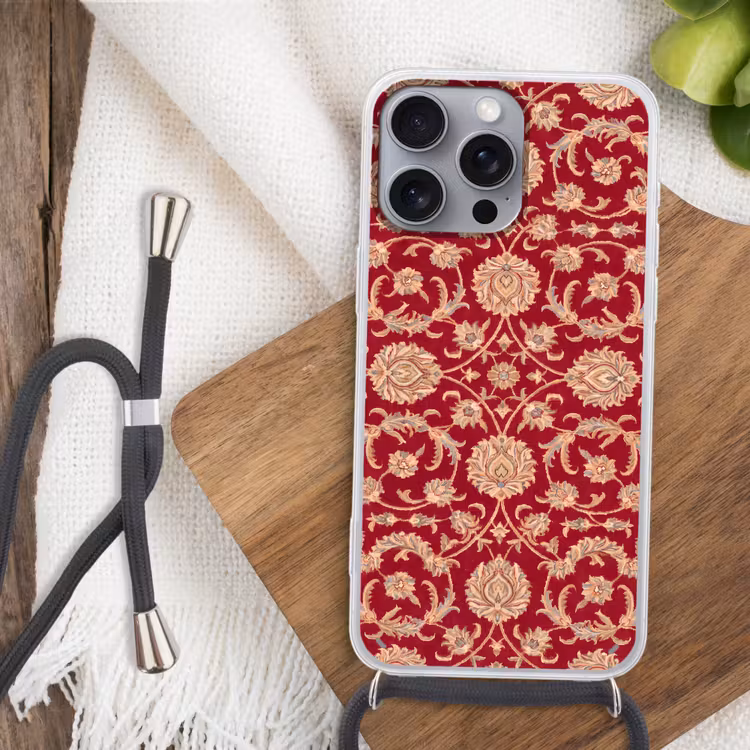Telefoonhoesje met koord - Patroon - Bloem - Klassiek - Oosters - Rood — 3