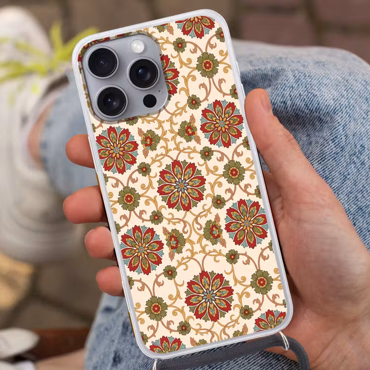 Telefoonhoesje met koord - Patroon - Bloemen - Ornament - Klassiek - Kleurrijk — 2