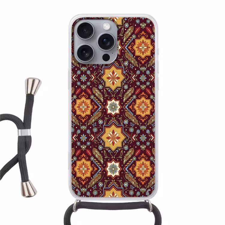 Telefoonhoesje met koord - Patroon - Floraal - Geometrisch - Kleurrijk - Decoratie — 1