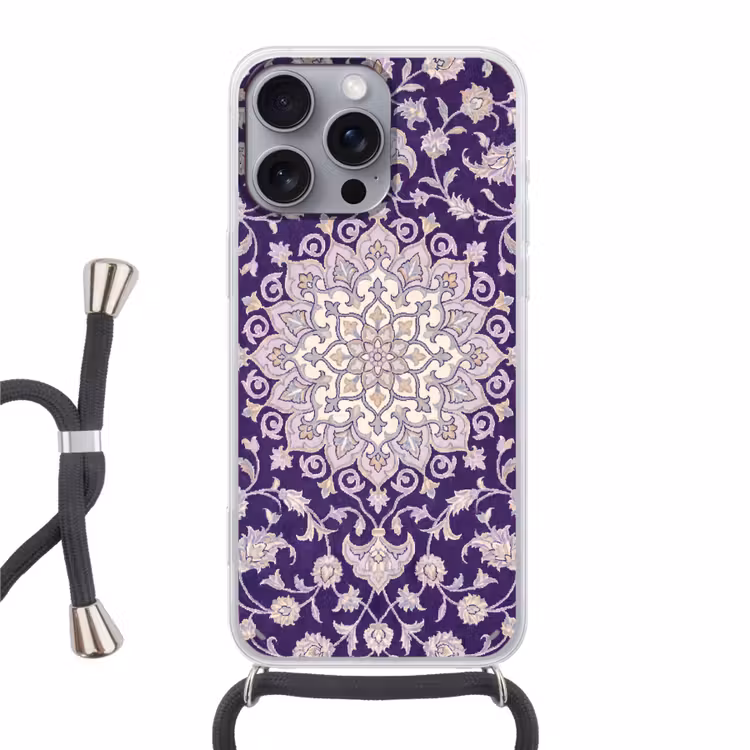 Telefoonhoesje met koord - Patroon - Medallion - Oosters - Paars - Decoratie — 1