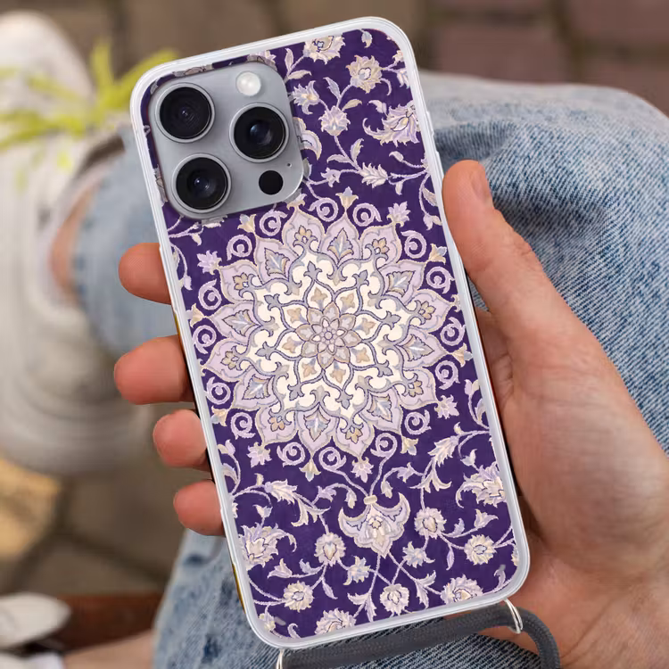 Telefoonhoesje met koord - Patroon - Medallion - Oosters - Paars - Decoratie — 2