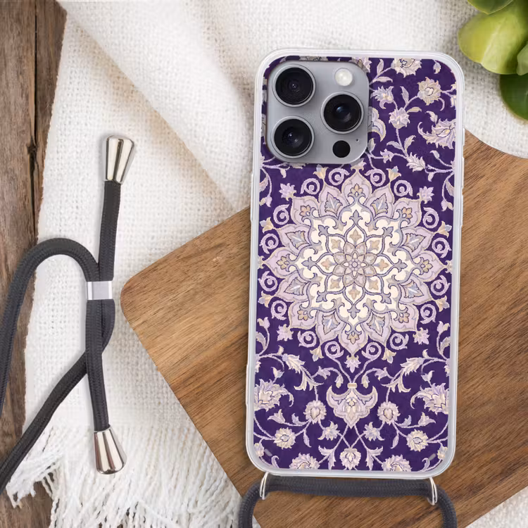 Telefoonhoesje met koord - Patroon - Medallion - Oosters - Paars - Decoratie — 3