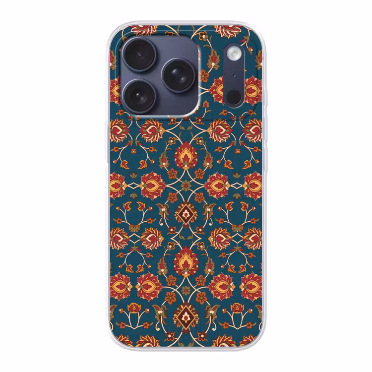 Telefoonhoesje - Ornament - Flora - Traditioneel - Klassiek - Blauwgroen — 1
