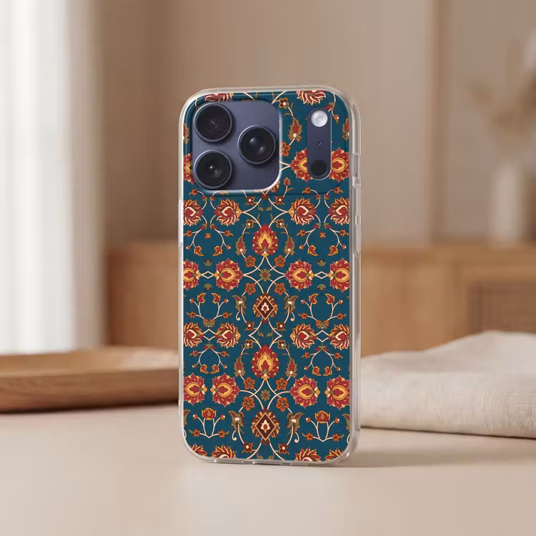 Telefoonhoesje - Ornament - Flora - Traditioneel - Klassiek - Blauwgroen — 3