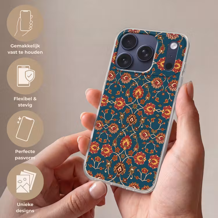 Telefoonhoesje - Ornament - Flora - Traditioneel - Klassiek - Blauwgroen — 4
