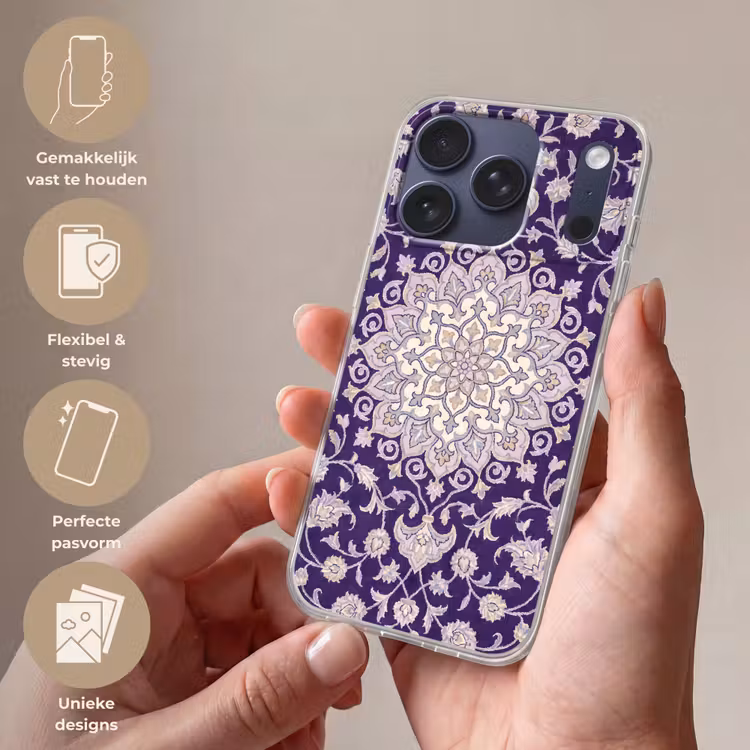 Telefoonhoesje - Patroon - Medallion - Oosters - Paars - Decoratie — 4