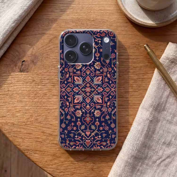 Telefoonhoesje - Patroon - Oosters - Floraal - Blauw - Klassiek — 2