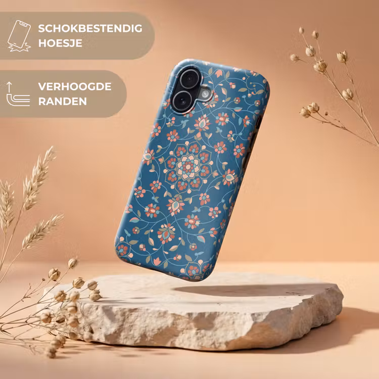 Telefoonhoesje Toughcase - Bloemen - Patroon - Natuur - Ornament - Blauw — 5