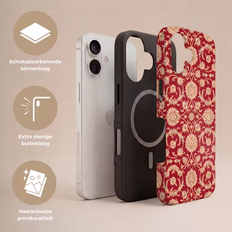 Telefoonhoesje Toughcase - Patroon - Bloem - Klassiek - Oosters - Rood — 3