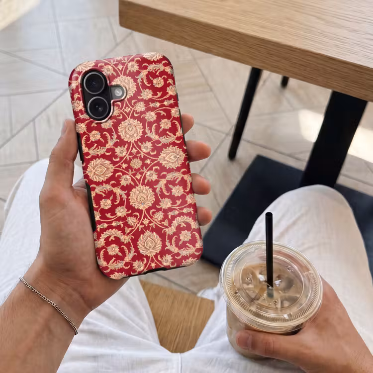Telefoonhoesje Toughcase - Patroon - Bloem - Klassiek - Oosters - Rood — 4