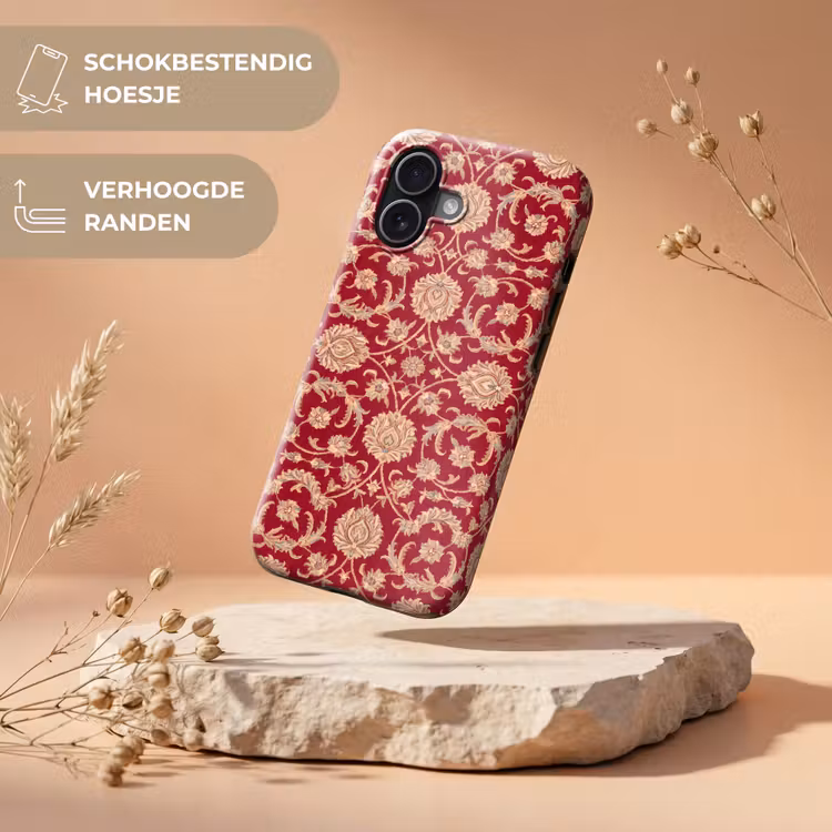 Telefoonhoesje Toughcase - Patroon - Bloem - Klassiek - Oosters - Rood — 5