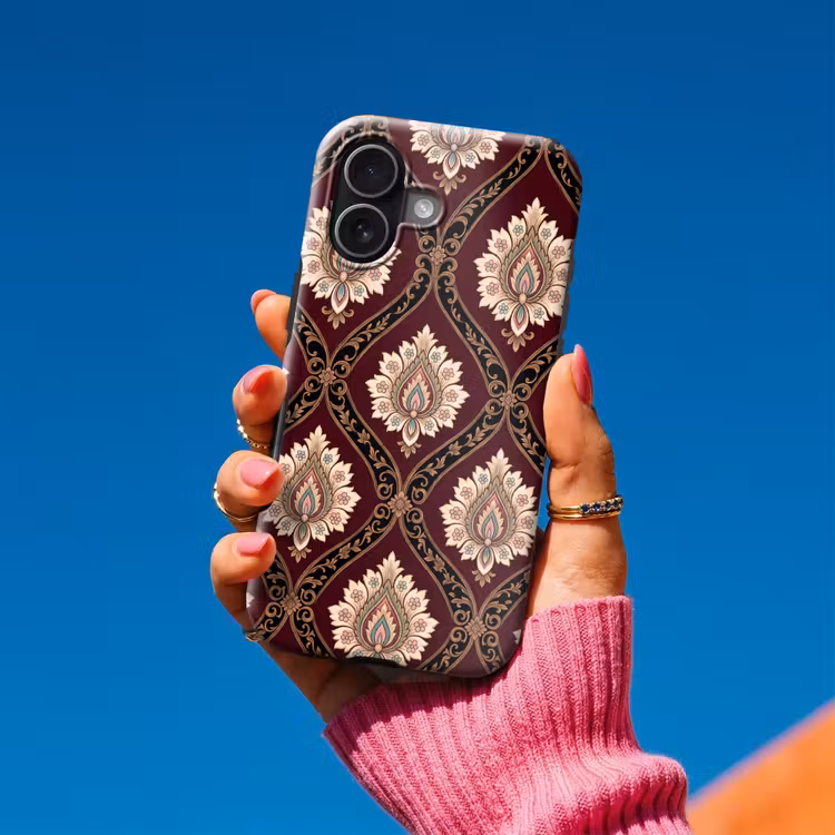Telefoonhoesje Toughcase - Patroon - Bloemmotief - Decoratie - Klassiek - Rood — 2