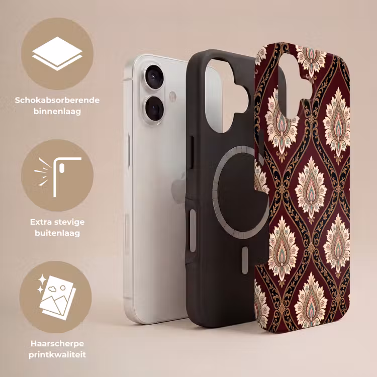 Telefoonhoesje Toughcase - Patroon - Bloemmotief - Decoratie - Klassiek - Rood — 3