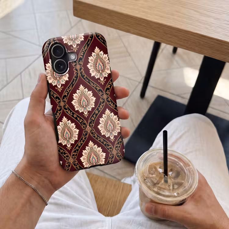 Telefoonhoesje Toughcase - Patroon - Bloemmotief - Decoratie - Klassiek - Rood — 4