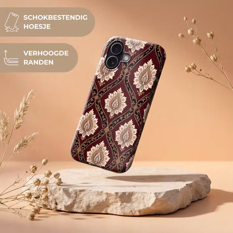 Telefoonhoesje Toughcase - Patroon - Bloemmotief - Decoratie - Klassiek - Rood — 5