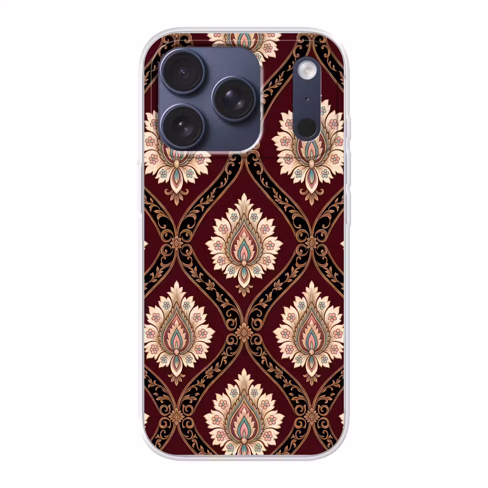 Telefoonhoesje - Patroon - Bloemmotief - Decoratie - Klassiek - Rood — 1