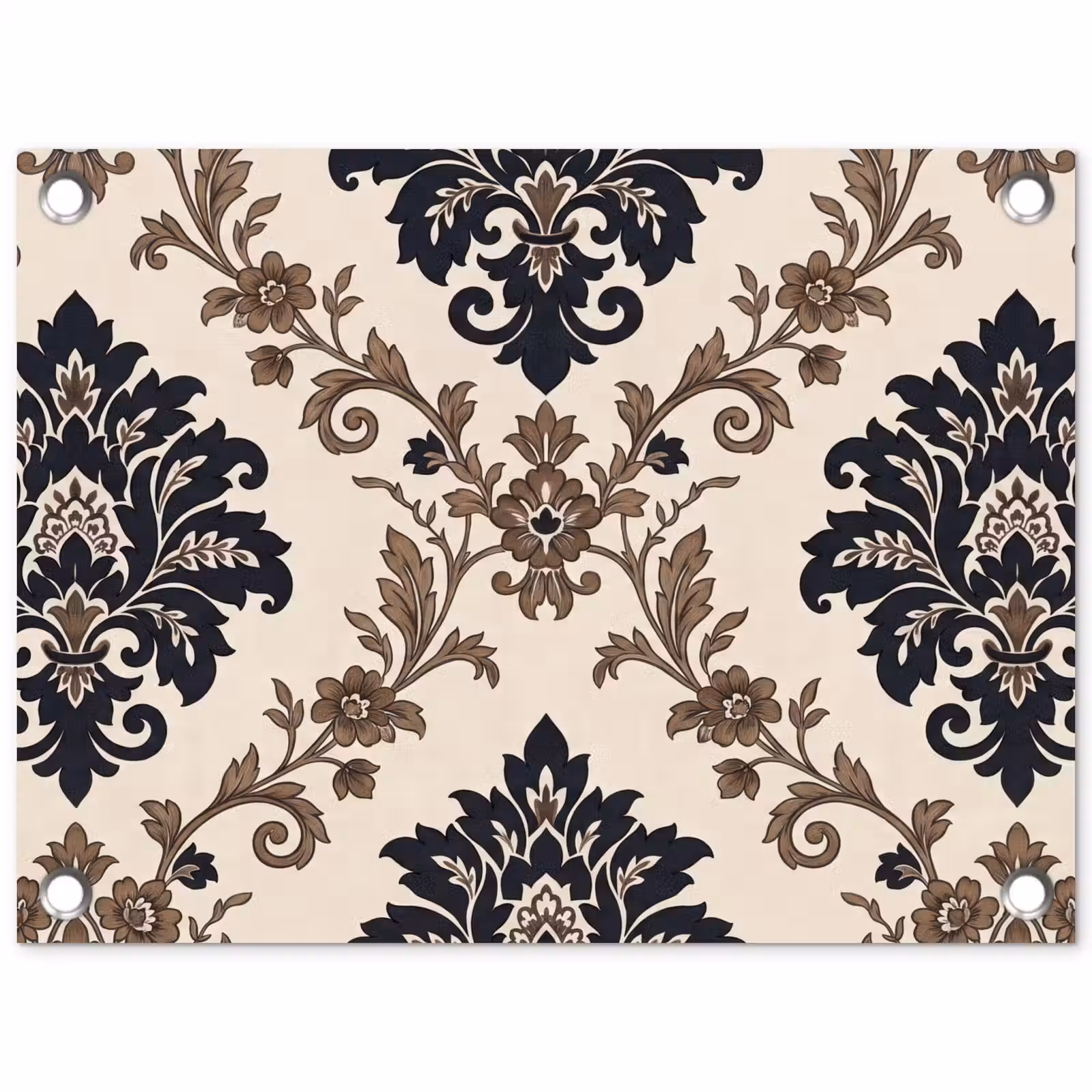 Tuinposter - Patroon - Floraal - Klassiek - Beige-blauw — 1